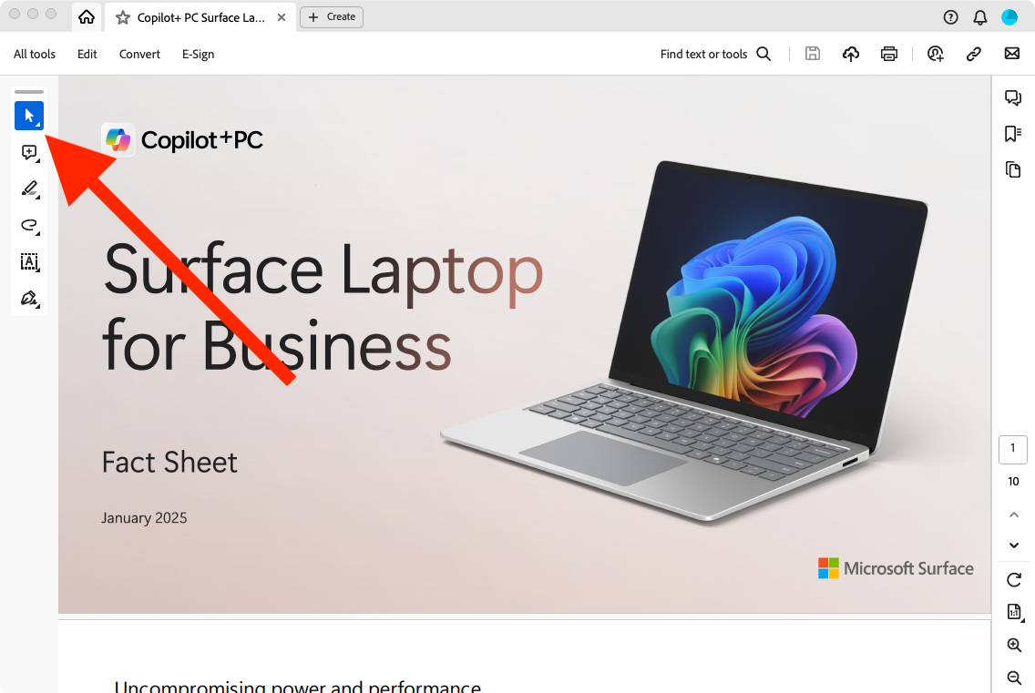 Инструмент «Выделение» в Adobe Acrobat Reader