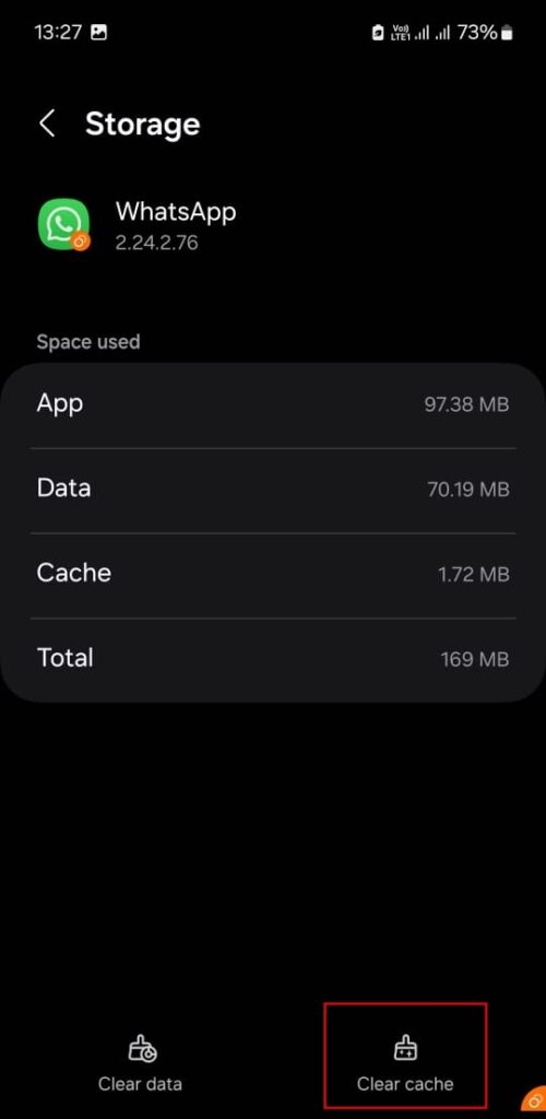 Borrar caché de WhatsApp