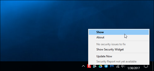 Значок Bitdefender в системном трее Windows