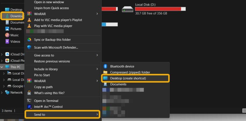 Создание ярлыка папки на рабочем столе