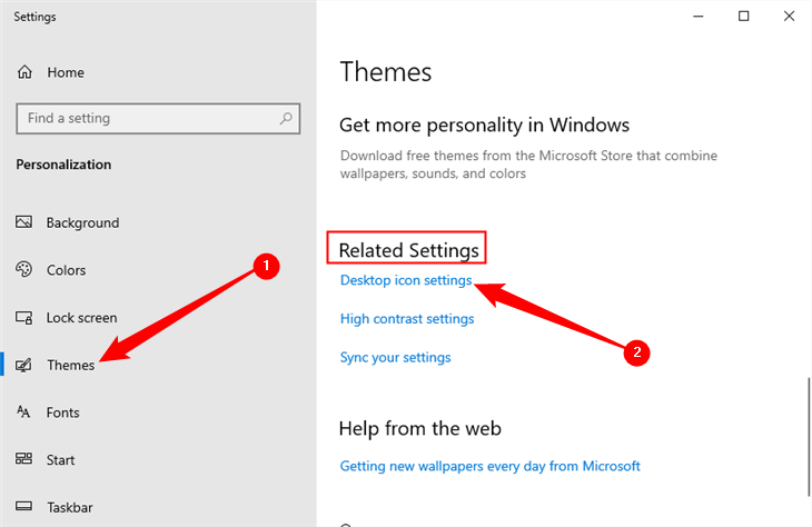 Восстановить значки рабочего стола в Windows 10