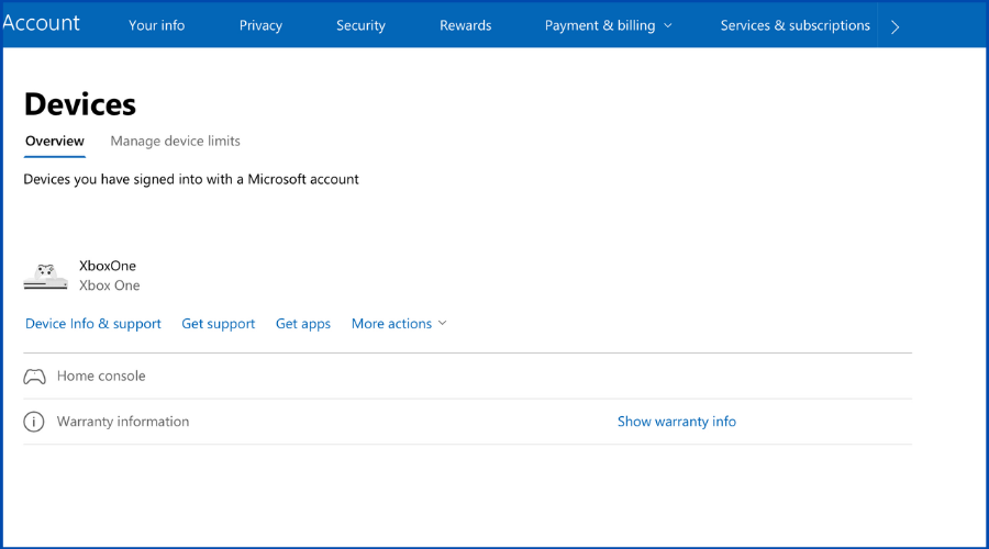 Сведения об устройствах Xbox One