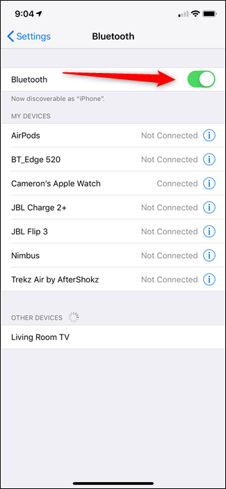 turning bluetooth on
