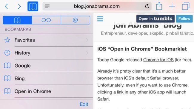Фото экрана iPhone с ярлыком закладки, готовой к использованию