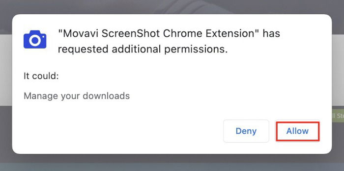 Разрешите доступ к загрузкам, чтобы расширение могло сохранить файл