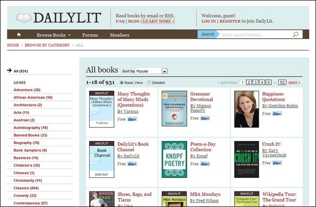 Пример рассылки DailyLit