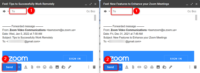 Введите адрес получателя и нажмите «Отправить».