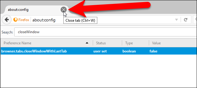 Нажатие кнопки закрытия вкладки