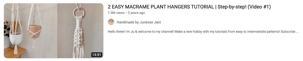 YouTube video aout crafting a Macrame Planet Hanger