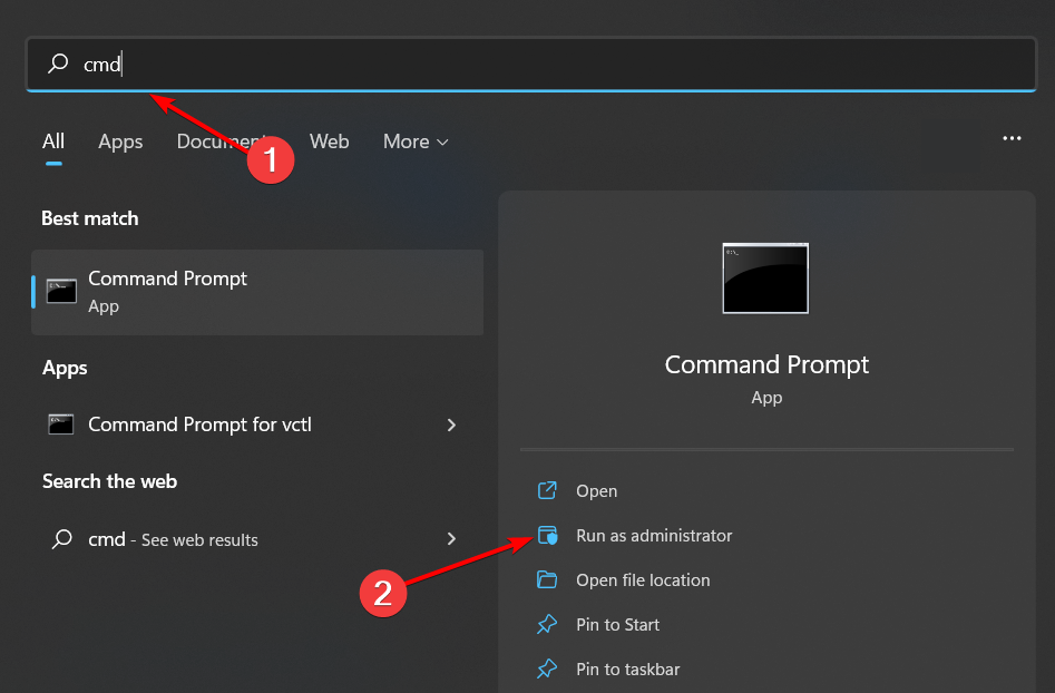 Окно запуска cmd с правами администратора