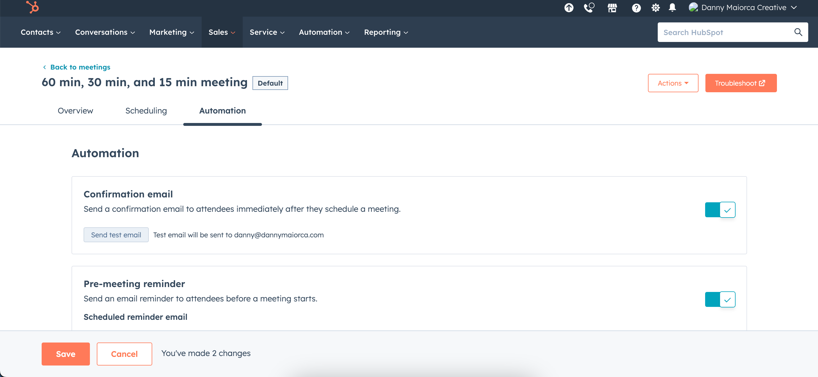Настройка автоматизации писем и напоминаний в HubSpot