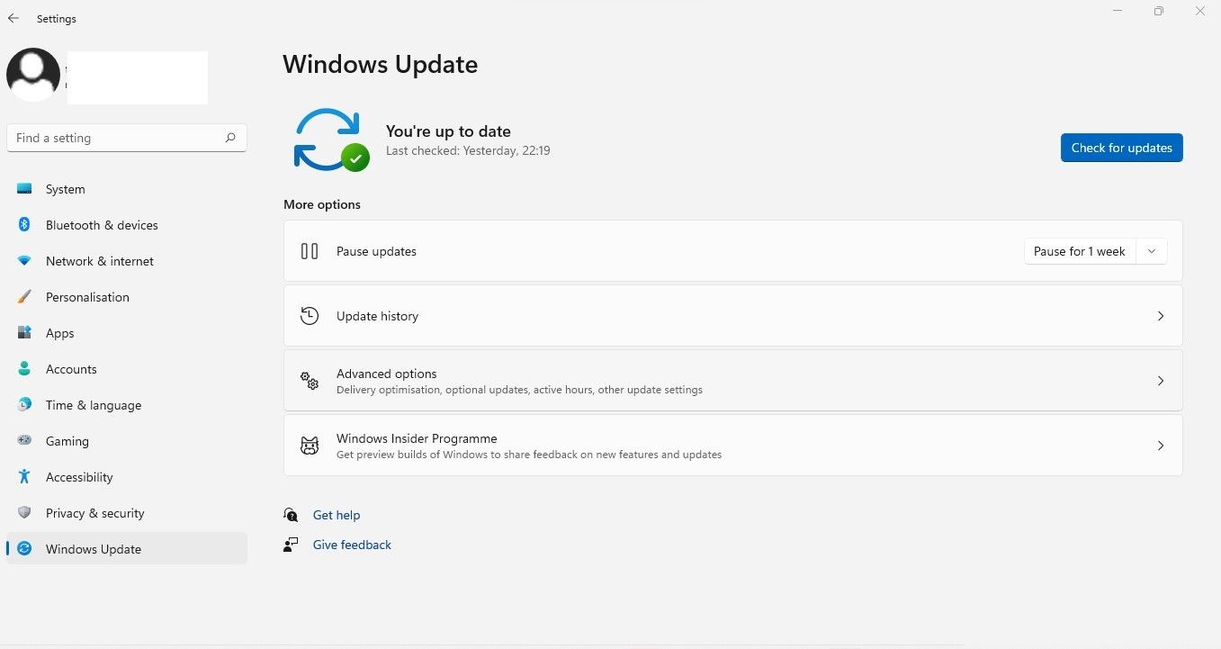 Открытие дополнительных параметров обновлений Windows