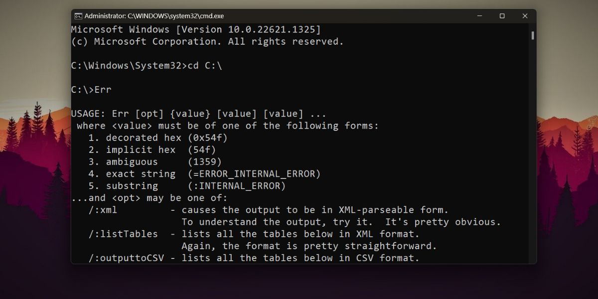 Запуск Microsoft Error Lookup Tool из командной строки