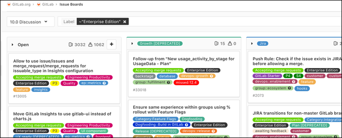 Search by label, milestone, and weight.