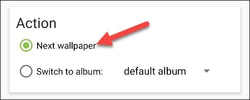 Выбор действия «Следующие обои»