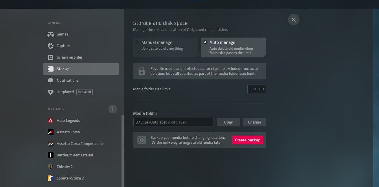 Параметры автоматического управления хранилищем