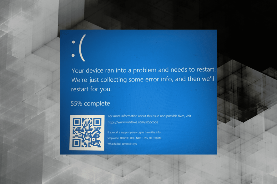 Исправить BSOD covpnv64.sys в Windows