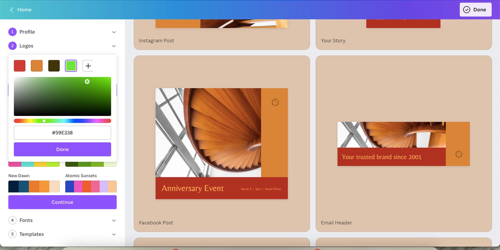 Canva Brand Kit colors edited. Редактирование палитры в Brand Kit