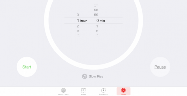 Экран приложения «Часы» на iPhone: выбор опции таймера