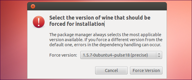 Понизить версию пакета в Ubuntu