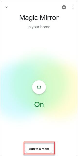 Устройство «умное зеркало» с выделенной опцией «Добавить в комнату»