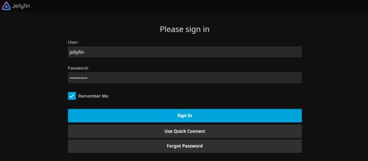 Вход в Jellyfin