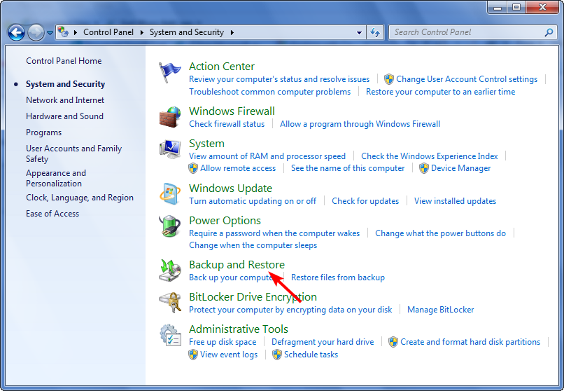 Раздел резервного копирования и восстановления