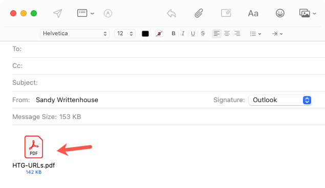 Письмо в Apple Mail с прикреплённым PDF