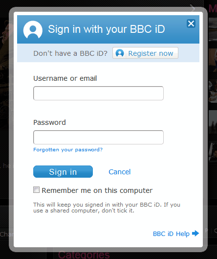 Регистрация BBC iD, вход и настройки профиля