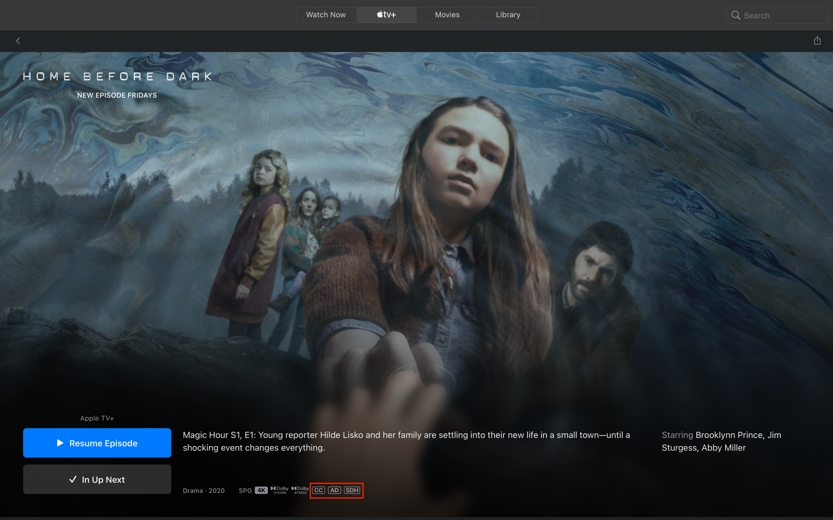 Функции доступности в эпизоде на Apple TV