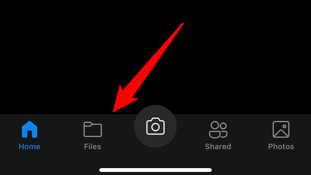 Экран приложения OneDrive — вкладка Файлы