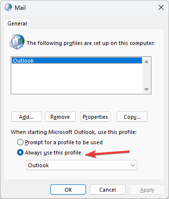 Использовать профиль по умолчанию