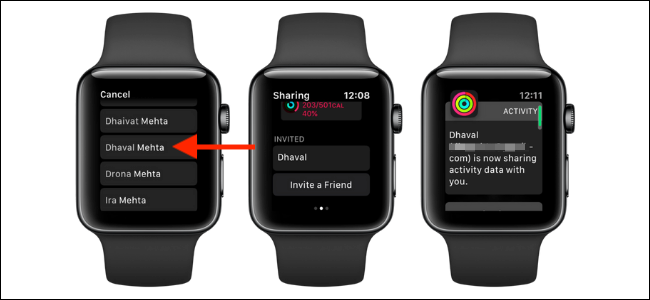 Выберите контакт для приглашения в общий доступ