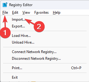 Импорт реестра