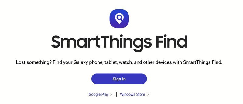 Вход в Samsung Account на SmartThings Find.