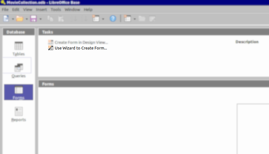 Расположение мастера форм в LibreOffice Base