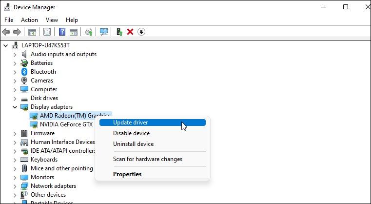 Обновление драйвера видеокарты в Диспетчере устройств Windows