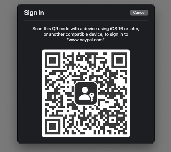 QR-код для входа с использованием passkey с другого устройства.