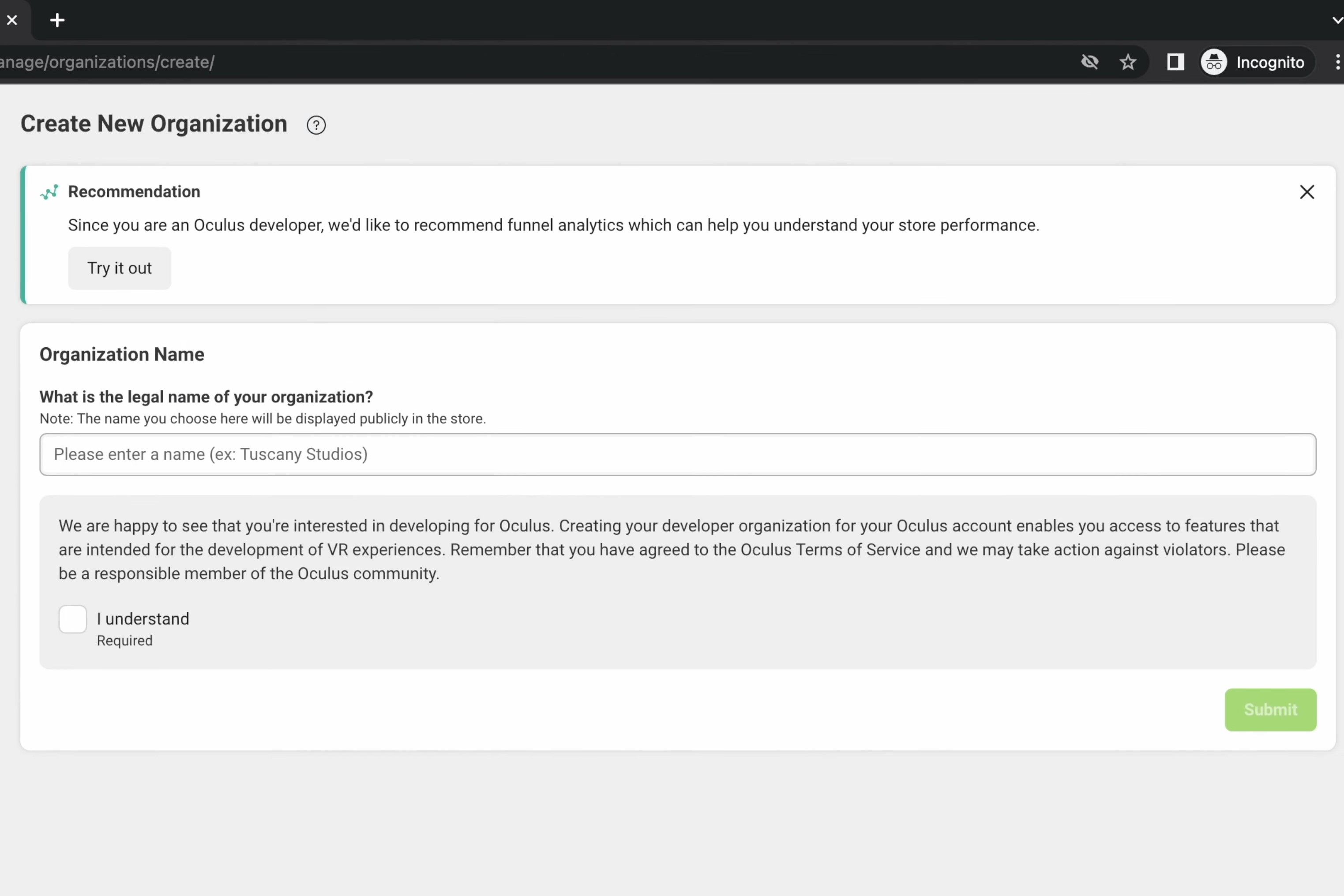 Регистрация аккаунта разработчика Meta