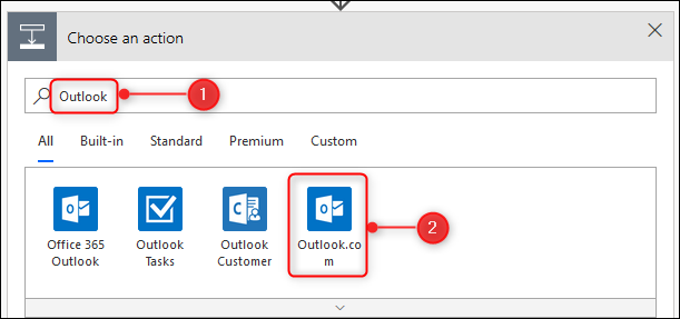 Поиск Outlook и выбор Outlook.com