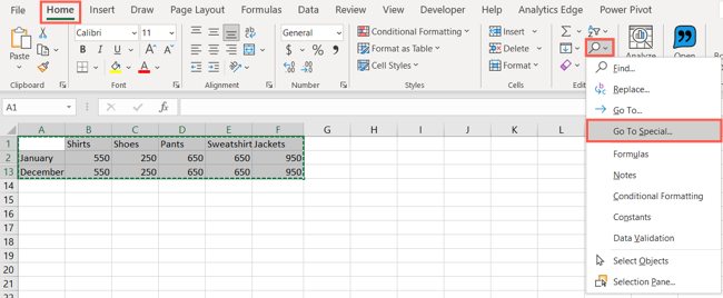 Кнопка Найти и выделить на вкладке Главная