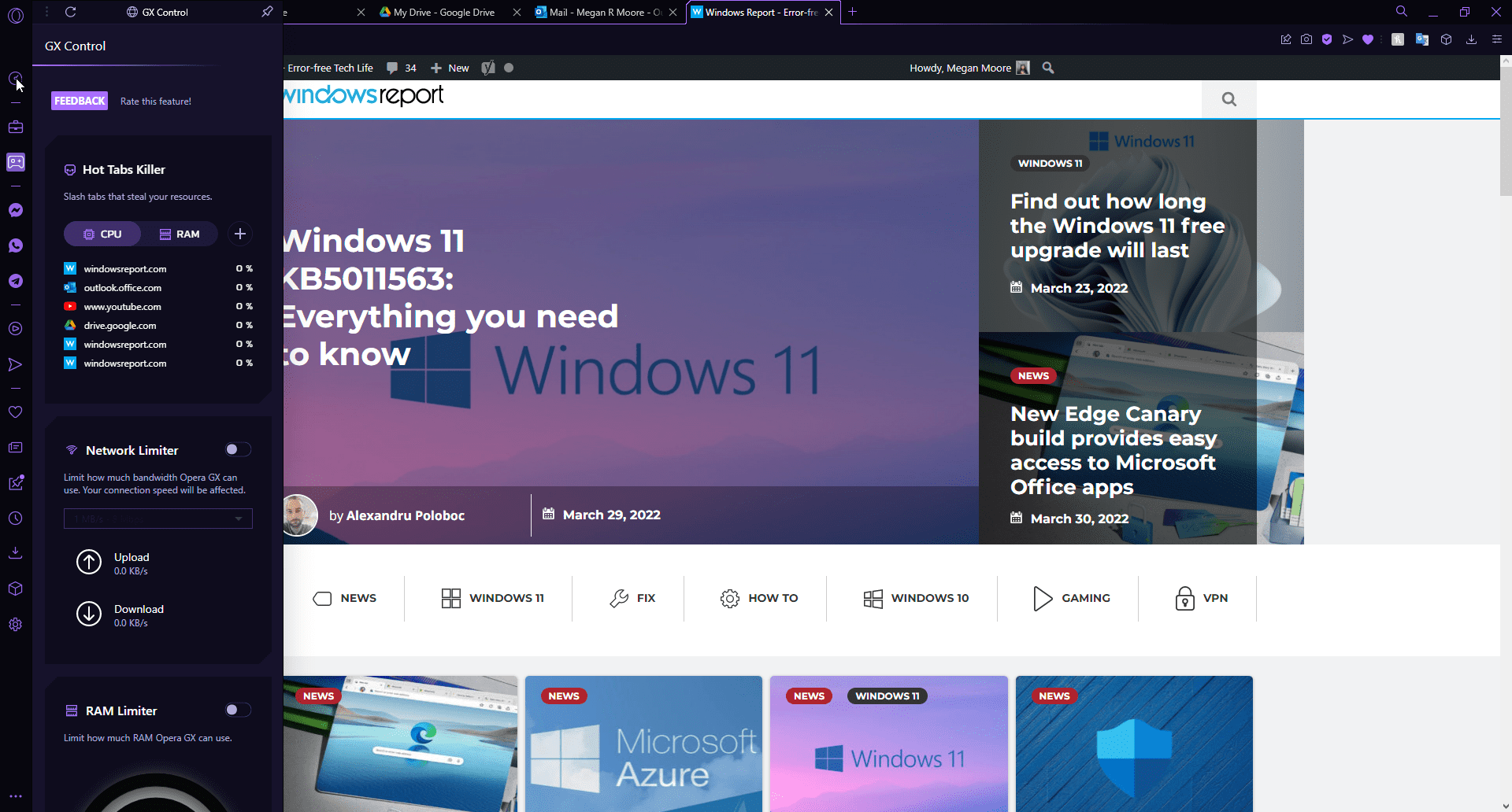 Opera GX hot tabs killer.