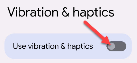 Выключение параметра «Использовать вибрацию и тактильную отдачу»