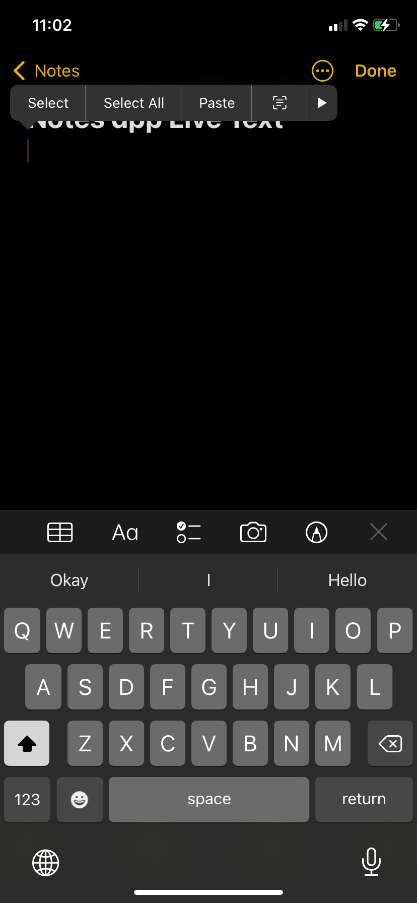Highlights pop-up in Notes app