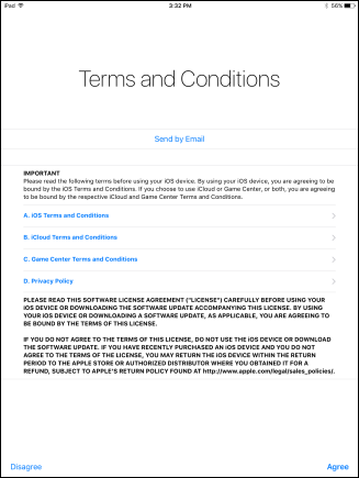 Скриншот соглашения с условиями использования iCloud