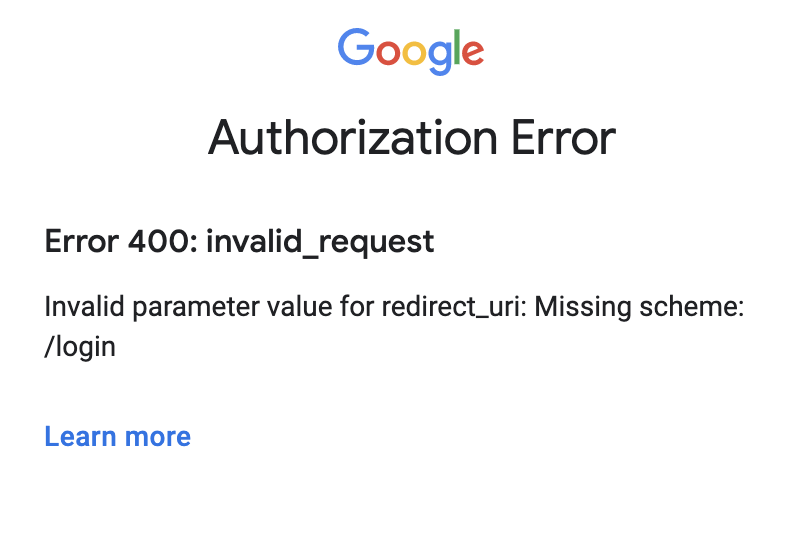 Invalid_request: пример ошибки OAuth2