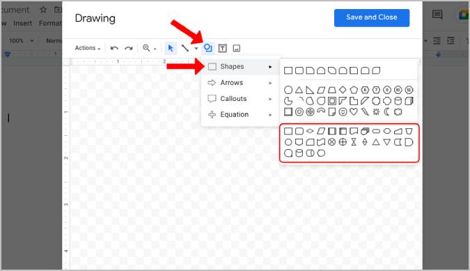 Блоки блок‑схем в Google Drawing