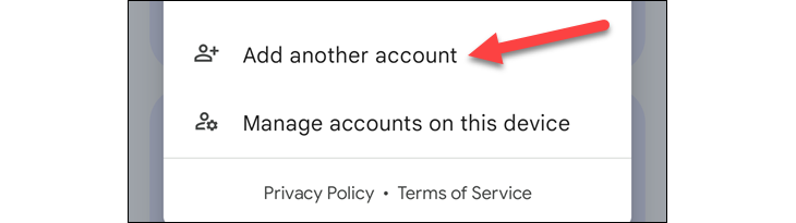 Добавление другого аккаунта Google.