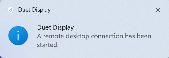 Уведомление Duet о начале удалённого сеанса