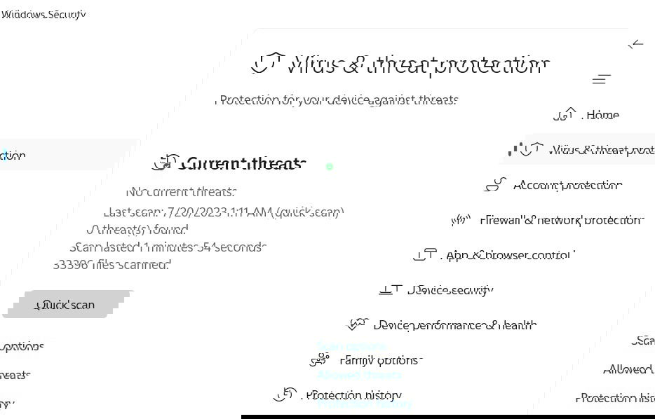 Просмотр результатов сканирования в приложении Windows Security